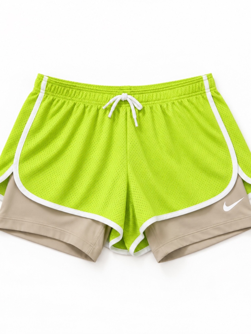 Nike Dri-FIT Tempo Icon Clash Girls XL 2-in-1 Running Shorts Neon